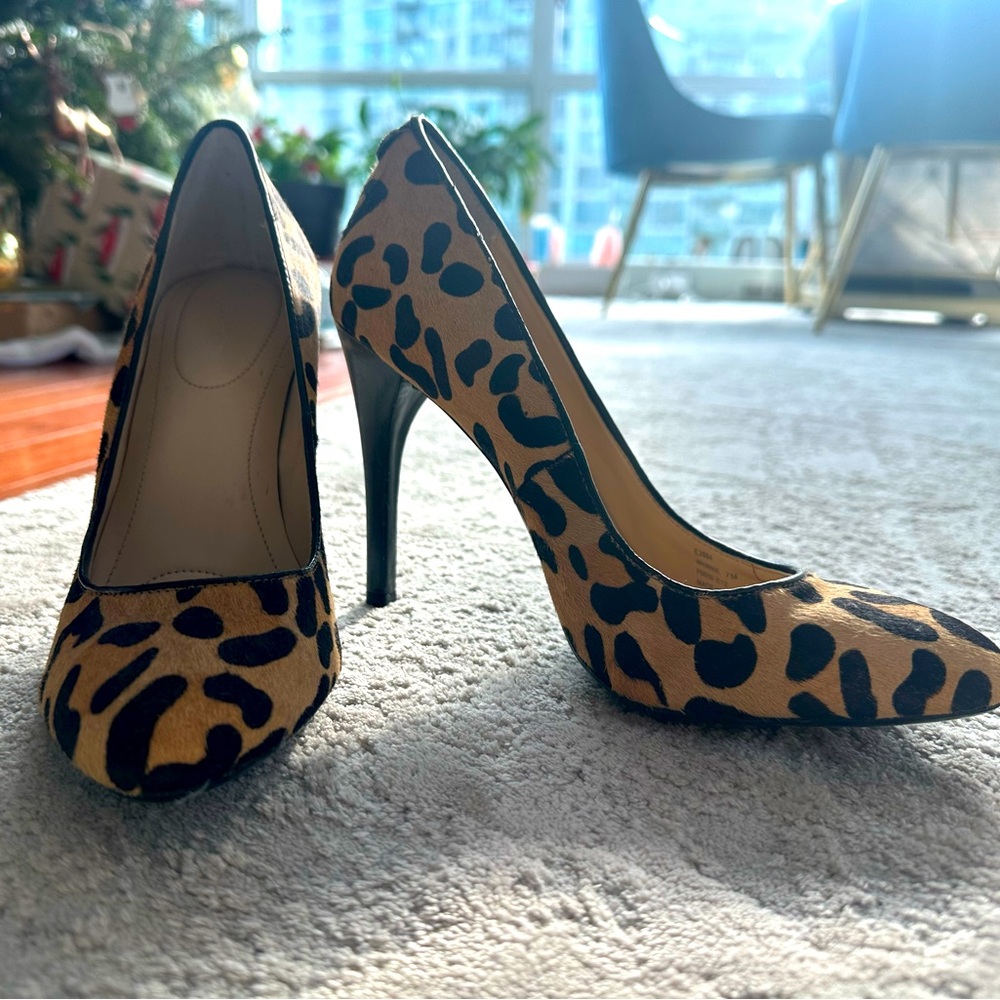 Calvin Klein Leopard Print Suede Heels